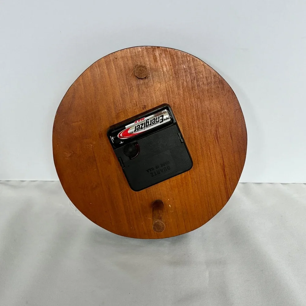 Vtg Pig Folk Art Clock Hand Painted Wood 1986 Country Farmhouse Cottage Kitsch